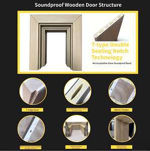 Porte en bois insonorisée et étanche <span class=keywords><strong>46</strong></span> dB pour hôtel, gris foncé, grain droit, placage PVC composite, design minimaliste, bureau, chambre - Product Image 5