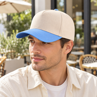 Casquette de baseball en coton à 5 panneaux avec logo personnalisé, structurée, ajustable, bicolore, pour hommes et femmes, pour l'extérieur, usage quotidien, commandes en gros OEM ODM