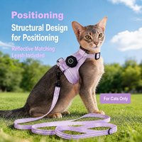 Harness Vest Anjing Kucing Mewah, Ringan, Bernapas, Reflektif, Aman, Kompatibel GPS Tracker, Anti-Hilang, Dapat Disesuaikan