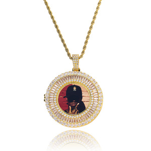 Collier pendentif cadre <span class=keywords><strong>photo</strong></span> <span class=keywords><strong>personnalisé</strong></span> Hip-Hop Iced Out en cuivre et zircon avec chaîne en corde - Product Image 5