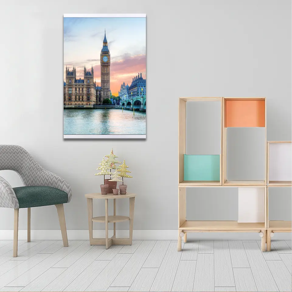 London Architecture Big Ben Wall Art Canvas Digital Printed Poster with Magnetic Frame