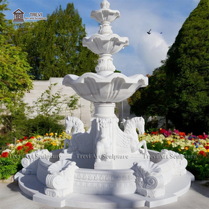 Grande fontaine à eau en marbre en forme de cheval, fontaine à eau Pégase à plusieurs niveaux pour extérieur, décoration de jardin et de cour, fabricant sur mesure en gros - Product Image 2