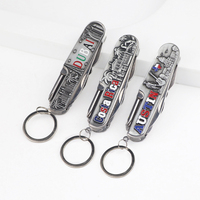 Couteau de poche multifonction pliable en acier inoxydable avec logo personnalisé, porte-clés souvenir, vente en gros