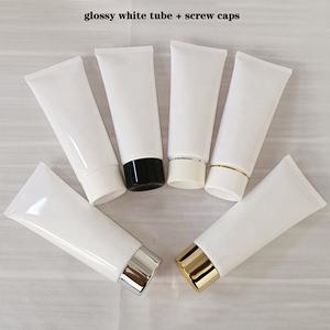 부드러운 화장품 튜브 플라스틱 호스 100ml 포장 광택 매트 화이트 화이트 블랙 캡 - Product Image 2