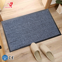 Tapis d'entrée double rayé en polyester, anti-frisottis, à pose plate, avec support PVC antidérapant, pour usage commercial (hôtels, bureaux, patios), vente en gros