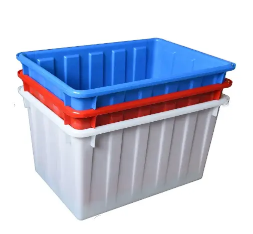Straight Wall Container Plastic Krat Box Onderdelen Hardware Food Grade Omzet Opslag Krat Mand