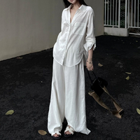 Ensemble chemise à manches longues et pantalon ample, style Old Money, nouvelle collection Printemps/Été 2026, polyvalent et tendance