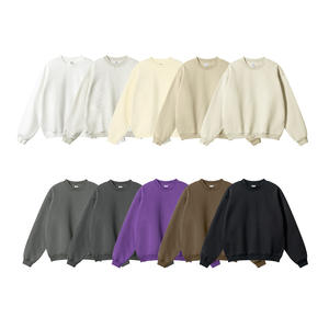 Sweat-shirt à col rond uni, logo personnalisé, haute qualité, streetwear unisexe, 42% coton, sweat-shirt oversize - Product Image 2