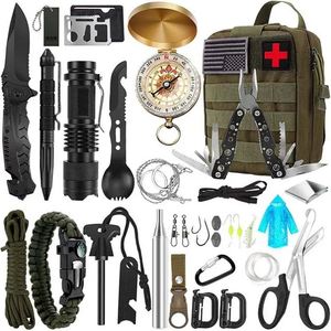 Trousse de premiers secours tactique brillante avec boussole et équipement de survie personnalisé - Product Image 1