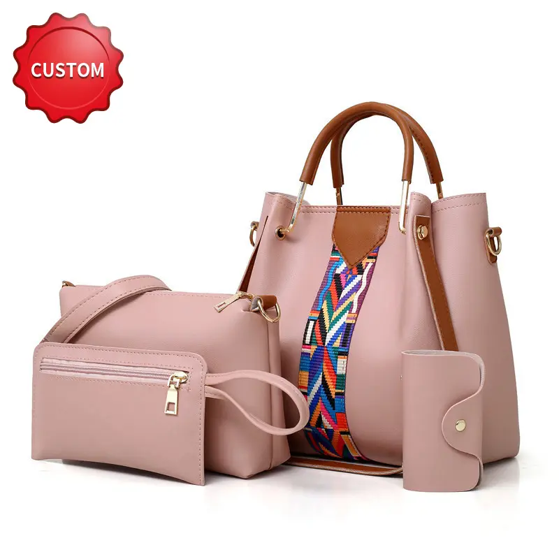 Designer Luxury Women Leather Handbags 4 In 1 Large Capacity Pu Leather Crossbody Women Bag Set Shoulder Bag 4 Pieces