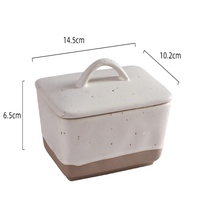 Nouvelle Pâtéière Créative en Céramique Rétro avec Couvercle et Récipient Carré pour Crème, Idéale pour le Stockage du Beurre de Style Occidental à Domicile