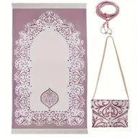 Ensemble de tapis de prière musulman lavable de haute qualité, tapis de prière pliable pour les voyages avec sac bandoulière assorti et tasbih pour un usage quotidien