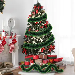 DIY PET Christmas Hanging Decoration Tinsel Garland Xmas Greenery Tinsel Garland For Christmas Tree Props