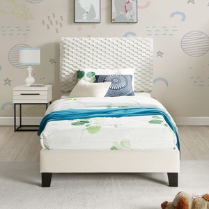Findlay <b>2</b>-Piece Bedroom Set Plush 3D Upholstered Bed With Nightstand Twin Size Kids Room Furniture - Product Image 1