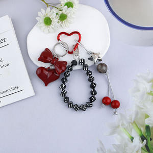 Nouvelle version coréenne coeur rouge petit élément de dés porte-clés en alliage perlé pendentif décoratif breloque de sac polyvalent - Product Image 3