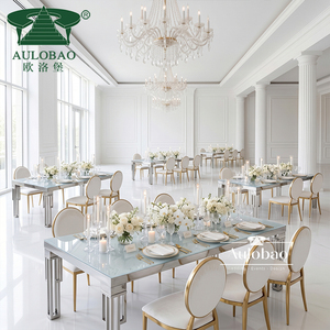 Meubles de salle à manger modernes de luxe en acier inoxydable doré/blanc, tables et chaises de restaurant pour appartement et hôtel - Product Image 2