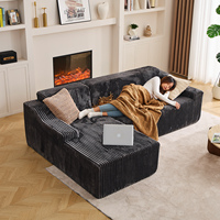US-Lagerbestand: L-förmiges, knochenloses, modulares, grau schaumstoffgefülltes Sofa-Set im modernen Design für Apartments & Hotels – komprimiert geliefert