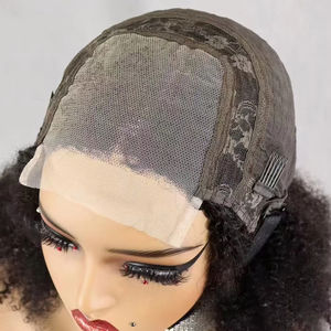 300% Density <strong>Afro</strong> Bouncy Short Hair <strong>Wig</strong> Black Women 4x4 Lace Closure Frontal Kinky Curly Grade 12A Virgin Human Hair Swiss Lace - Product Image 4