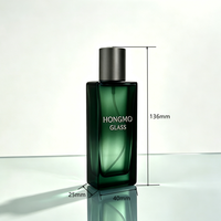 Botol Parfum Kosong Premium 30ml Bentuk Persegi Pipih, Botol Semprot Kaca Persegi Panjang Gradasi Hijau, Botol Parfum Isi Ulang