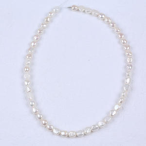 Promotion Perles d'eau douce naturelles blanches double face 7-8 mm, perles lâches pour collier et bracelet DIY, trou droit léger, style baroque Zhuji - Product Image 3