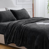 Drap-housse en polaire super doux à motif uni 200 fils/cm² Ensemble de draps cousus Anti-boulochage Lavable en machine