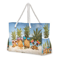 Bolso Tote de playa tropical Penang con sublimación de impresión completa para vacaciones de verano, bolsas de playa extra grandes de lona de algodón personalizables para mujer
