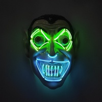 Masque lumineux EL à œil de ressort en PVC pour fête d'Halloween, accessoires d'ambiance d'horreur amusants, best-seller des ventes transfrontalières