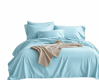 Ensemble de housse de couette 3 pièces en tissu satiné 300TC de couleur unie 100% fibre de bambou, tissage satiné, rafraîchissant naturel, respirant, écologique