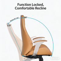 Chaise de bureau exécutive à dossier haut en PU, réglable en hauteur, pivotante à 360°, ergonomique, minimaliste, avec dossier en panneau E1 double couche