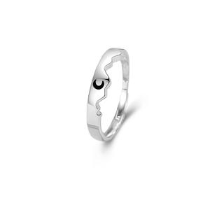 Anillos de boda de Plata de Ley 925 con Luna, Luna, estrellas, para parejas - Product Image 6