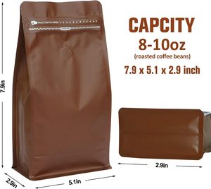 ถุงกาแฟแบบมีวาล์วและซิปล็อค  วัสดุรีไซเคิล พิมพ์ลายได้ตามต้องการ  ขนาด 250 กรัม 1 กิโลกรัม 5 กิโลกรัม สำหรับบรรจุอาหาร (กระดาษคราฟท์) - Product Image 2
