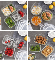 Boîte Bento JENSON en Verre Borosilicate Haute Transparente pour Micro-Ondes, Boîte à Lunch Rectangulaire Sûre avec Couvercle Scellé Résistant à la Chaleur