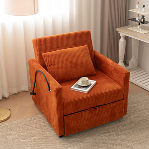 Sofá Cama Plegable Multifuncional de Doble Uso, Sofá Reclinable Individual con Reposapiés Extensible para Salón y Hogar - Product Image 1