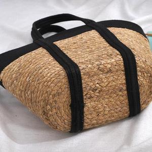 Bolso Tote de Paja Tejida con Paneles, Ecológico, Bicolor, con Correa de Hombro de Cuerda de Algodón, Gran Capacidad, Casual, para la Playa o Compras - Product Image 4
