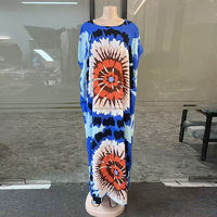 Nouvelle Robe Kaftan Bubu Décontractée Ample Respirante Confortable avec Grande Écharpe Imprimée Africaine Grande Taille Élégante pour Femme en Coton pour Fête