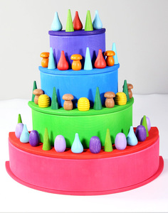 An toàn trẻ em Montessori Đồ chơi giáo dục Stacker lớn Đồ chơi bằng gỗ cầu vồng khối xây dựng bộ - Product Image 3