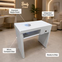 Table de manucure professionnelle anti-rayures en laque mate de 80 cm, table à ongles pour une seule personne avec tiroir de rangement, directement de l'usine