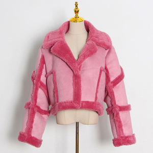 Jaket Mantel Kerah Polo Musim Dingin Terbaru Grosir, Mantel Wanita Jahitan Bulu Domba, Mantel Kulit Berbulu Tebal untuk Wanita - Product Image 5
