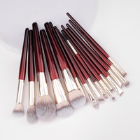 Pinceaux de maquillage professionnels de luxe avec logo personnalisé, poils synthétiques de haute qualité, ensemble de 15 pièces, manche en bois gratuit, prix d'usine pour le visage
