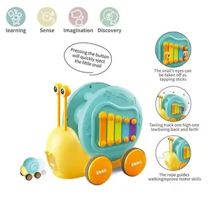 Jouet musical éducatif 4-en-1 pour bébé : Puzzle escargot, instruments de musique, <span class=keywords><strong>xylophone</strong></span> et jouet sensoriel apaisant - Product Image 6