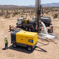 Compresseur d'air portable diesel Atlas Copco Cummins à injection d'huile, compresseur à vis pour le forage de puits d'eau