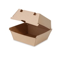 Boîtes à hamburgers en carton kraft 16,8x15,8x9,8 cm, résistantes à l'huile, jetables, pour la restauration rapide - Vente chaude