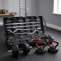Ensemble d'haltères réglables en fonte avec poignée de kettlebell électroplaquée – Équipement de fitness pour la maison