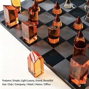 Échiquier en cristal orange de haute qualité, design unique et exquis, grande esthétique, échiquier artisanal en cristal - Product Image 2