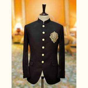 Veste de cérémonie pour homme, coupe slim, style sherwani brodé, style business, costume de mariage, tenue formelle traditionnelle - Product Image 1