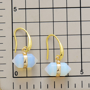 Boucles d'oreilles pendantes géométriques en pierre naturelle, œil de tigre, serti clos, origine Yiwu, bijoux de mode - Product Image 3