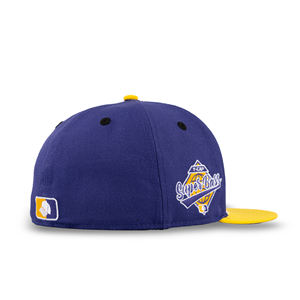 Casquette ajustée TCAP personnalisée en Chine, 6 panneaux, visière plate, broderie plate, blanc et violet - Product Image 4