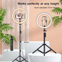 Anneau Lumineux LED Selfie 10 Pouces, Lampe Photographique d'Appoint pour YouTube TikTok Vidéo Live, Support de Téléphone et Trépied