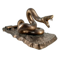 Statue de serpent en aluminium, sculpture animale serpent, motif aura englobant montagnes et rivières, décoration de table, ornement de collection, cadeau