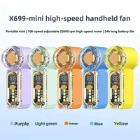 Ventilador de Mano Ajustable de 100 Velocidades, Recargable por USB, Mini Ventilador de Alta Velocidad con Pantalla LED Digital, Ventilador Eléctrico de Viento Fuerte X699